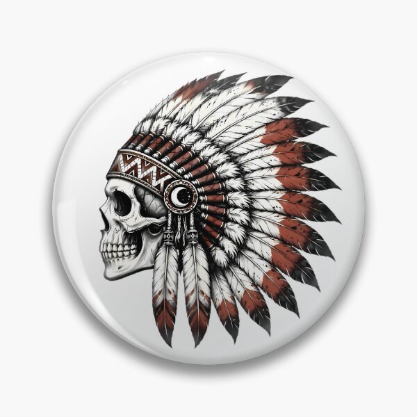 Item preview, Skull Warrior Feather Headdress Crescent Moon designed and sold by Linework Studio.