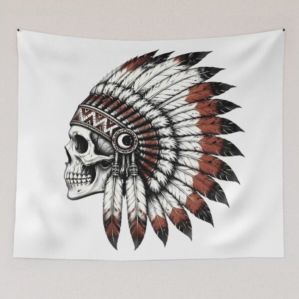 Item preview, Skull Warrior Feather Headdress Crescent Moon designed and sold by Linework Studio.