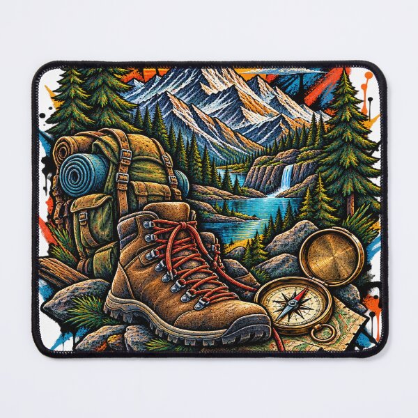 Item preview, Wilderness Hiking Boots & Compass Outdoor Adventure Exploration Graphic designed and sold by shemodas.