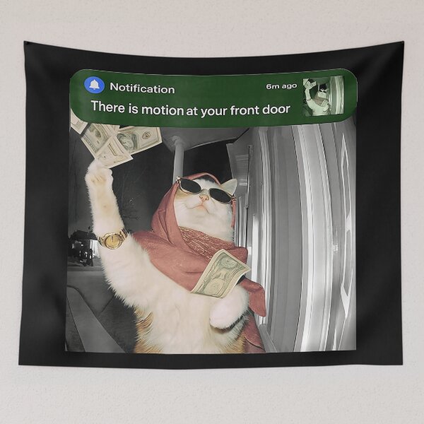 Item preview, Notification There Is Motion At Your Front Door Funny Cat Meme Doorbell Camera Humor designed and sold by BrockmeyeSB.