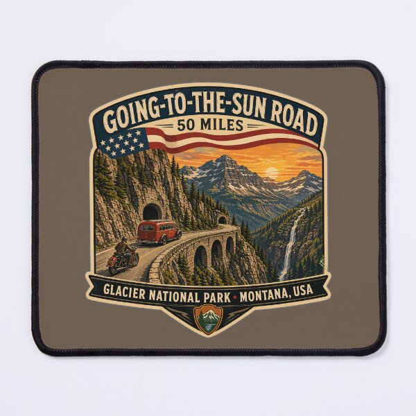 Item preview, Going-to-the-Sun Road Glacier National Park USA Motorcycle RV Car TShirt & Sticker 11 designed and sold by OuterShellUK.