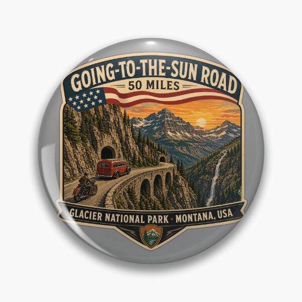 Item preview, Going-to-the-Sun Road Glacier National Park USA Motorcycle RV Car TShirt & Sticker 11 designed and sold by OuterShellUK.