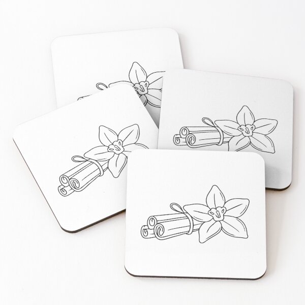 Item preview, Doodle illustration of a vanilla flower beside a bunch of cinnamon sticks designed and sold by rasagamastore.