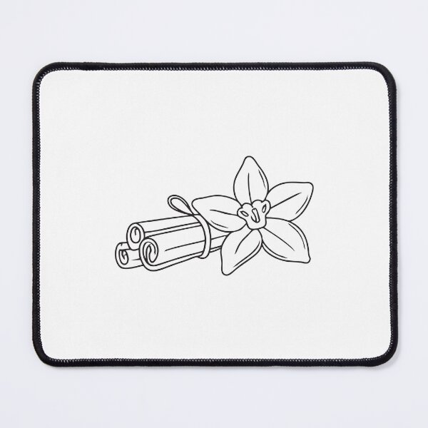Item preview, Doodle illustration of a vanilla flower beside a bunch of cinnamon sticks designed and sold by rasagamastore.