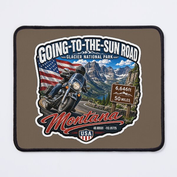 Item preview, Going-to-the-Sun Road Glacier National Park USA Motorcycle RV Car TShirt & Sticker 12 designed and sold by OuterShellUK.
