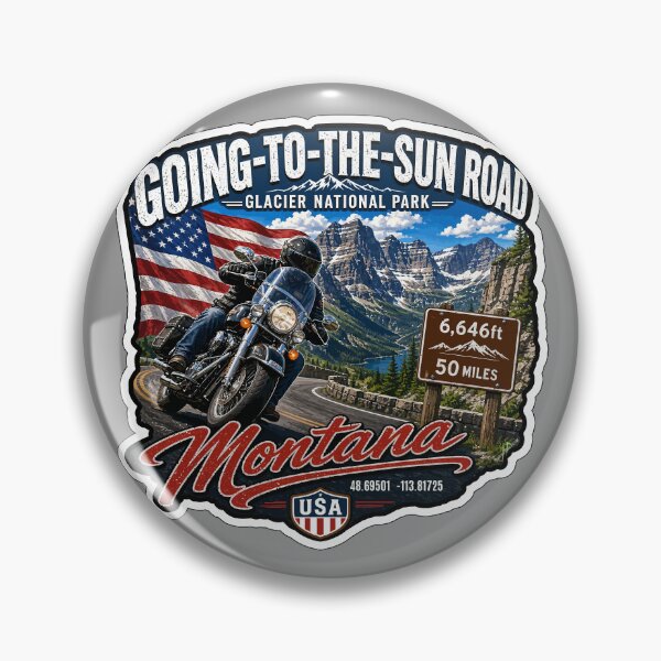 Item preview, Going-to-the-Sun Road Glacier National Park USA Motorcycle RV Car TShirt & Sticker 12 designed and sold by OuterShellUK.