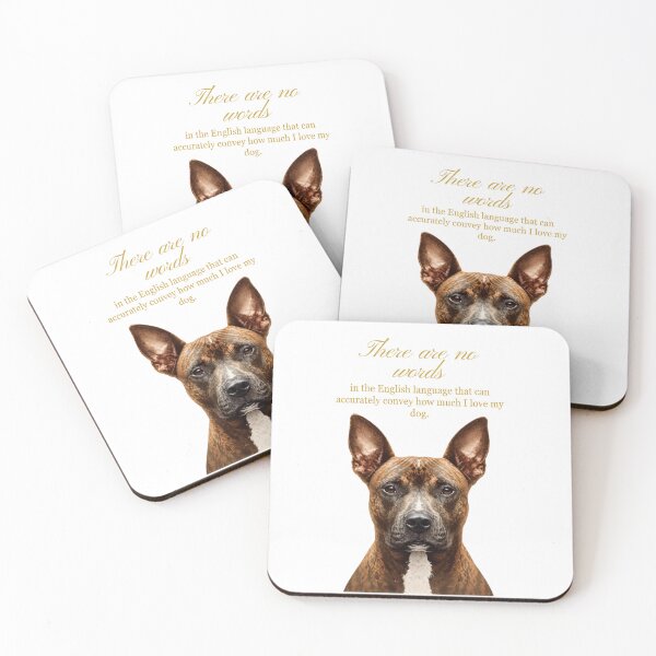 Item preview, Pitbull Basenji Mix Portrait Love Quote designed and sold by WaggingTailsCo.
