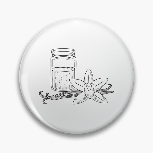 Item preview, Doodle illustration of a vanilla flower next to a jar of sugar designed and sold by rasagamastore.