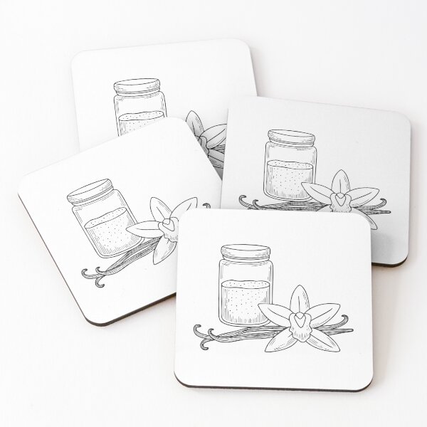 Item preview, Doodle illustration of a vanilla flower next to a jar of sugar designed and sold by rasagamastore.