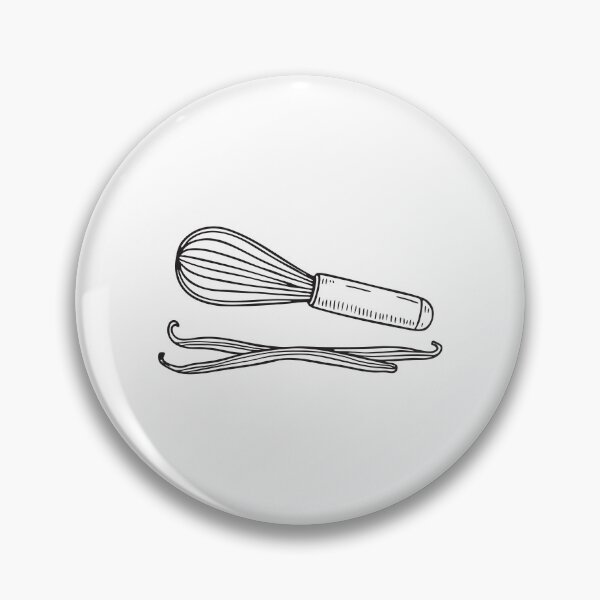 Item preview, Doodle illustration of a vanilla pod lying beside a whisk designed and sold by rasagamastore.