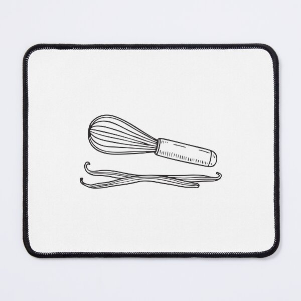 Item preview, Doodle illustration of a vanilla pod lying beside a whisk designed and sold by rasagamastore.