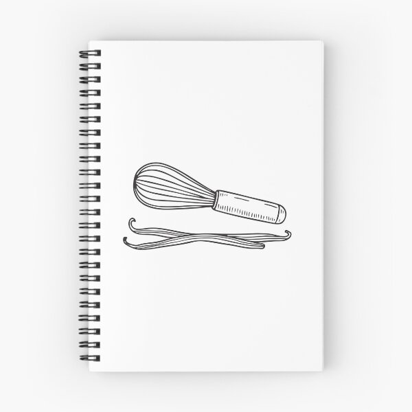 Item preview, Doodle illustration of a vanilla pod lying beside a whisk designed and sold by rasagamastore.