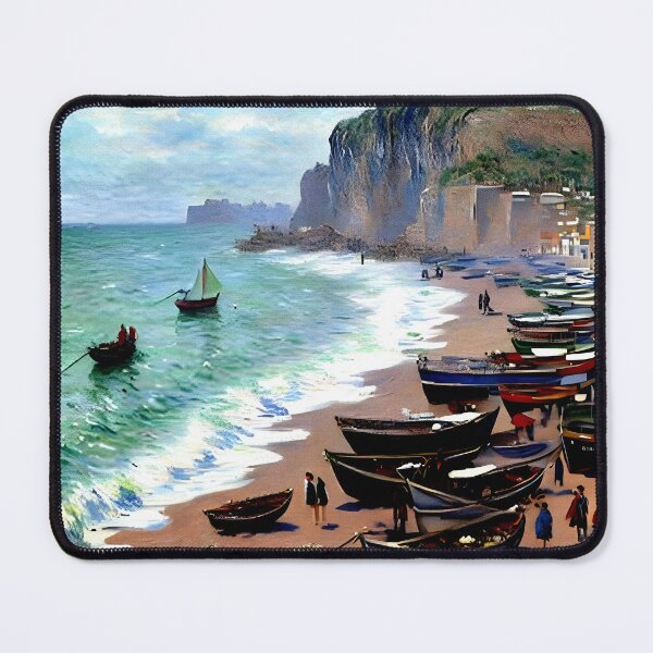 Item preview, The Beach at Étretat: A Luminous Impressionist Seascape of Cliffs designed and sold by artdesignsnow.