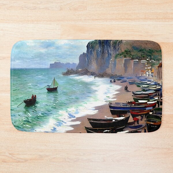 Item preview, The Beach at Étretat: A Luminous Impressionist Seascape of Cliffs designed and sold by artdesignsnow.