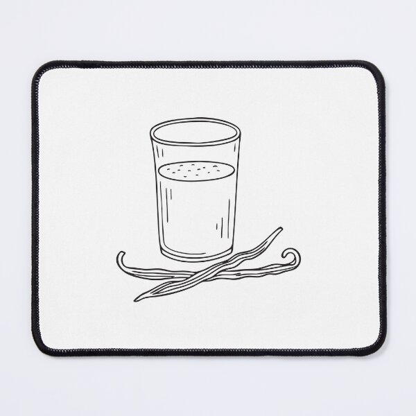 Item preview, Doodle illustration of a vanilla pod next to a glass of milk designed and sold by rasagamastore.
