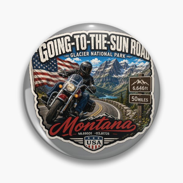 Item preview, Going-to-the-Sun Road Glacier National Park USA Motorcycle RV Car TShirt & Sticker 13 designed and sold by OuterShellUK.