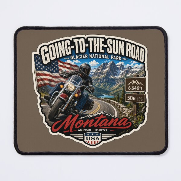 Item preview, Going-to-the-Sun Road Glacier National Park USA Motorcycle RV Car TShirt & Sticker 13 designed and sold by OuterShellUK.
