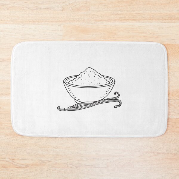 Item preview, Doodle illustration of a vanilla pod resting near a bowl of flour designed and sold by rasagamastore.