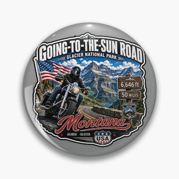 Item preview, Going-to-the-Sun Road Glacier National Park USA Motorcycle RV Car TShirt & Sticker 14 designed and sold by OuterShellUK.