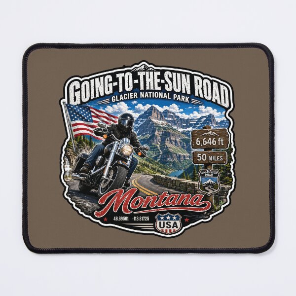 Item preview, Going-to-the-Sun Road Glacier National Park USA Motorcycle RV Car TShirt & Sticker 14 designed and sold by OuterShellUK.