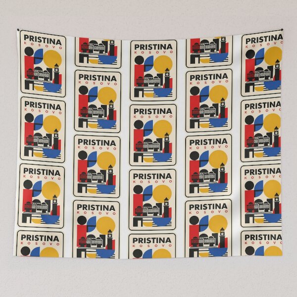 Item preview, Pristina Kosovo Bauhaus Geometric Travel Art designed and sold by riyao-rourke.