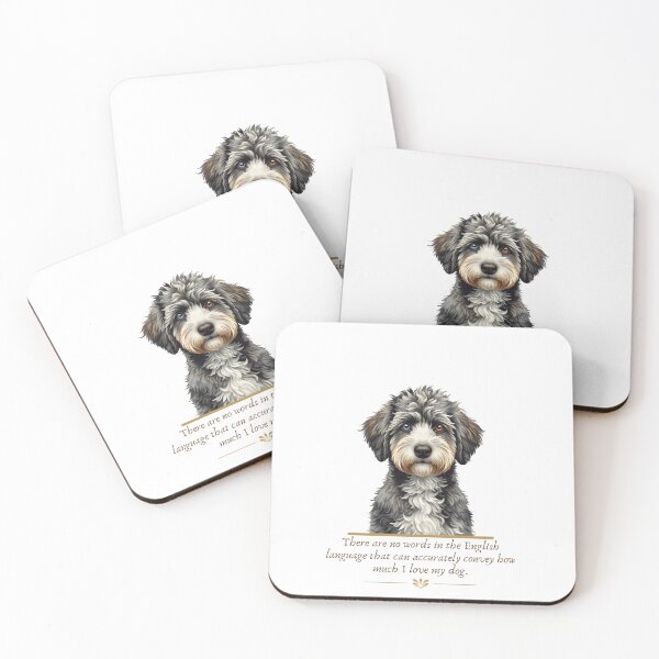 Item preview, Aussiedoodle Blue Eye Portrait Dog Love Quote designed and sold by WaggingTailsCo.