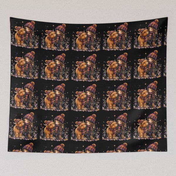 Item preview, Witch Highland Cow with Black Cat Spooky Halloween designed and sold by Timeless Bond Designs.