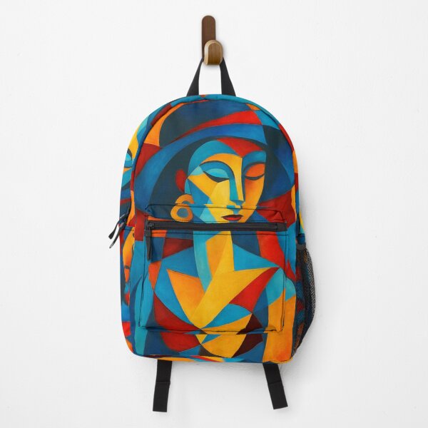 Item preview, Stylish Cubist Woman with Hat – Colourful Cubist Painting designed and sold by GalleryKauffeld.