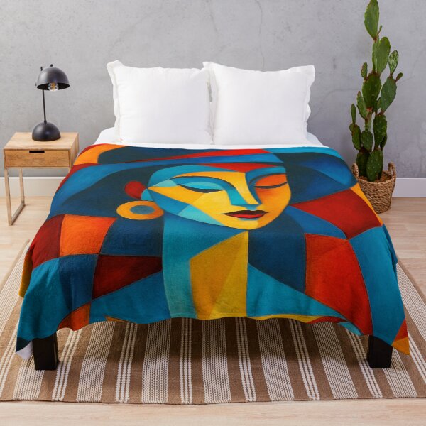Item preview, Stylish Cubist Woman with Hat – Colourful Cubist Painting designed and sold by GalleryKauffeld.