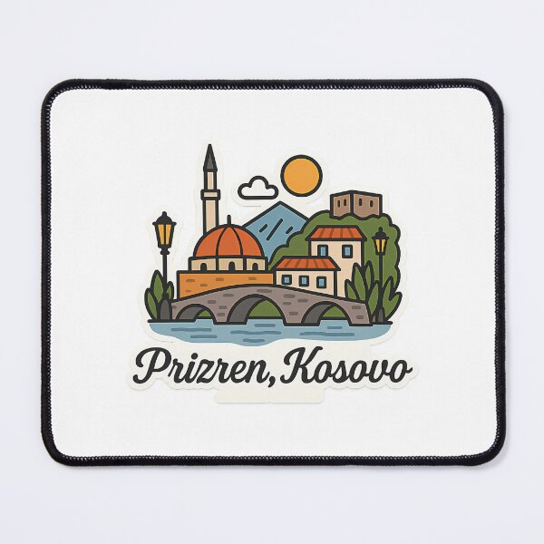 Item preview, Prizren Kosovo Stone Bridge And Mosque Travel Art designed and sold by riyao-rourke.
