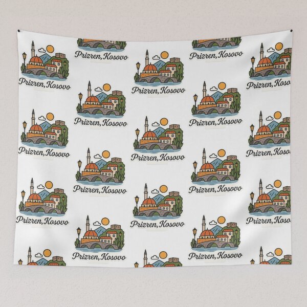 Item preview, Prizren Kosovo Stone Bridge And Mosque Travel Art designed and sold by riyao-rourke.
