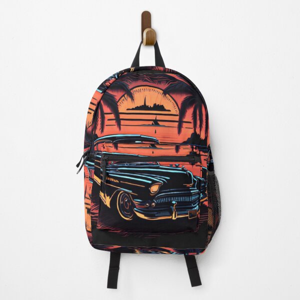 Item preview, Retro Synthwave 50s Classic Car Tropical Sunset Art designed and sold by LuxocaDesigns24.