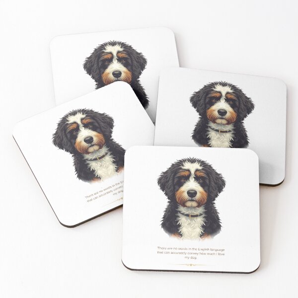 Item preview, Bernedoodle Color Portrait Dog Love Quote designed and sold by WaggingTailsCo.