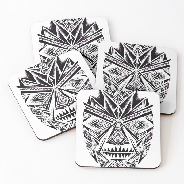 Item preview, Symmetrical Tribal Mask - Black Geometric Streetwear Art designed and sold by VYBE DARK Studio.