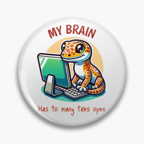 Artikelvorschau, Mein Gehirn hat zu viele Tabs offen – Lustiger Gecko-Computerhumor entworfen und verkauft von LinaDesign Store.