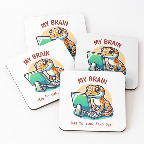 Item preview, My Brain Has Too Many Tabs Open – Funny Gecko Computer Humor designed and sold by LinaDesign Store.