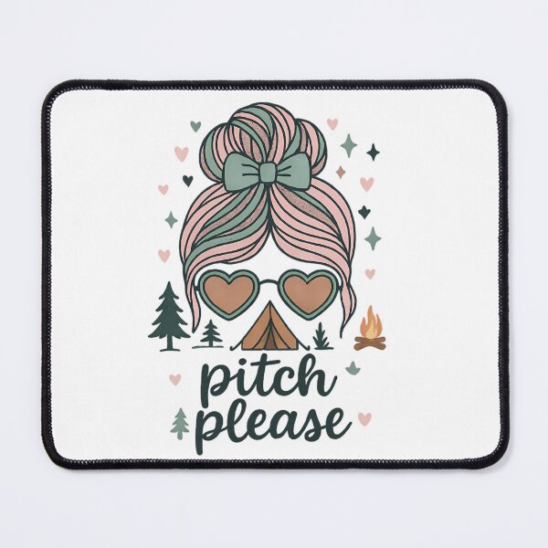 Item preview, Pitch Please Funny Camping T-Shirt  Cute Messy Bun Campfire Tent Tee For Women designed and sold by janyah-nair.