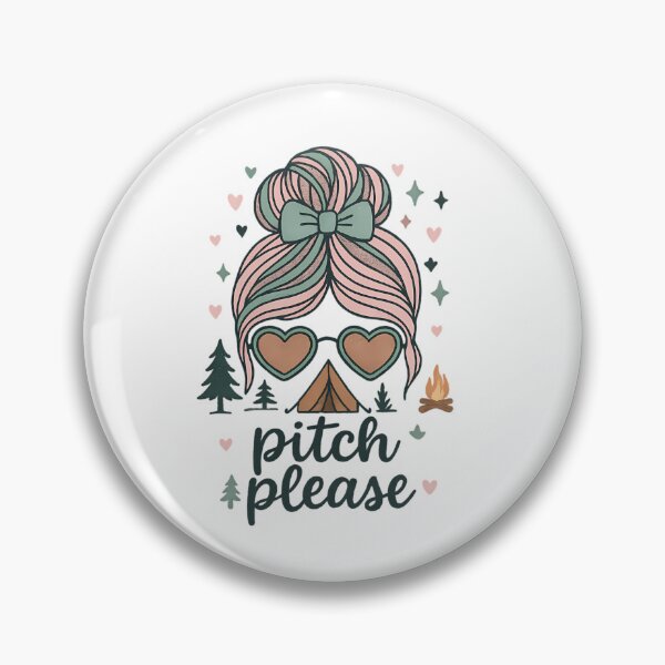Item preview, Pitch Please Funny Camping T-Shirt  Cute Messy Bun Campfire Tent Tee For Women designed and sold by janyah-nair.