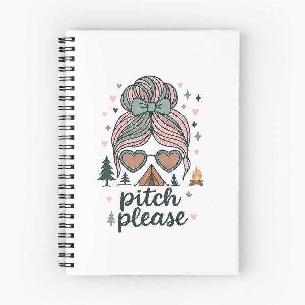 Item preview, Pitch Please Funny Camping T-Shirt  Cute Messy Bun Campfire Tent Tee For Women designed and sold by janyah-nair.