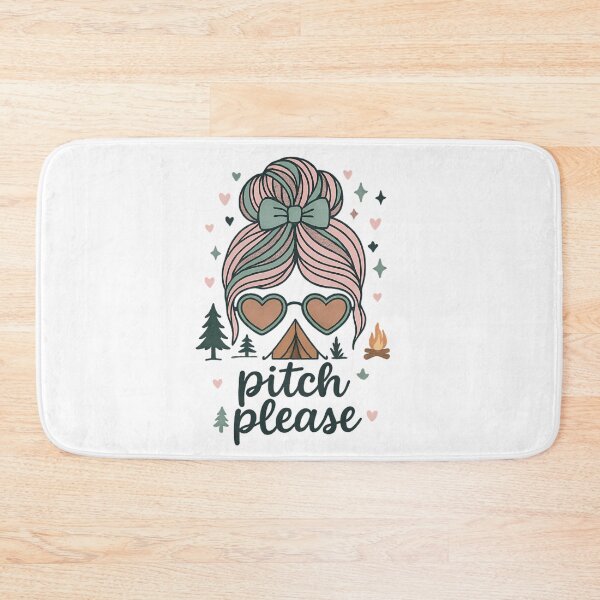 Item preview, Pitch Please Funny Camping T-Shirt  Cute Messy Bun Campfire Tent Tee For Women designed and sold by janyah-nair.