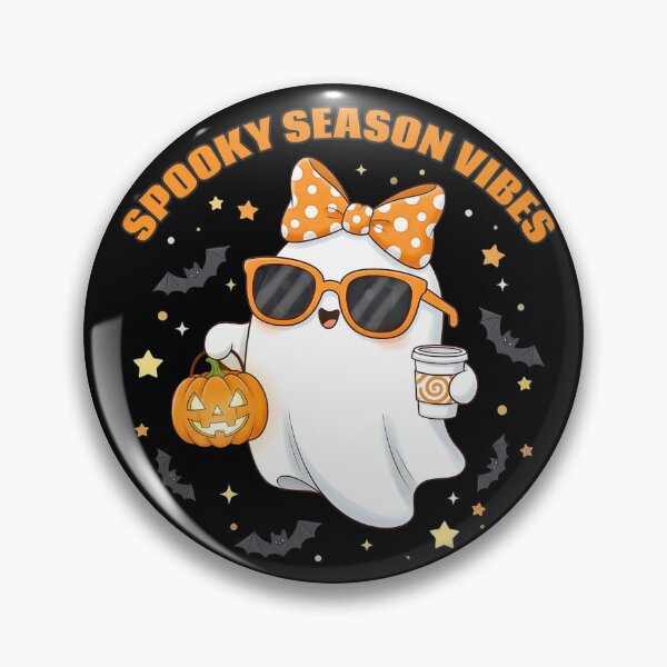 Item preview, Cute Halloween Ghost with Sunglasses Pumpkin and Coffee designed and sold by Amituniqdesign .
