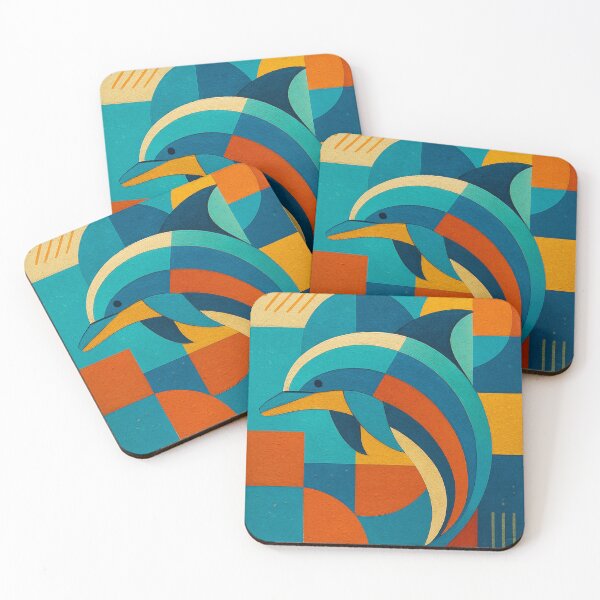 Item preview, Colourful Cubist Dolphin Illustration designed and sold by GalleryKauffeld.