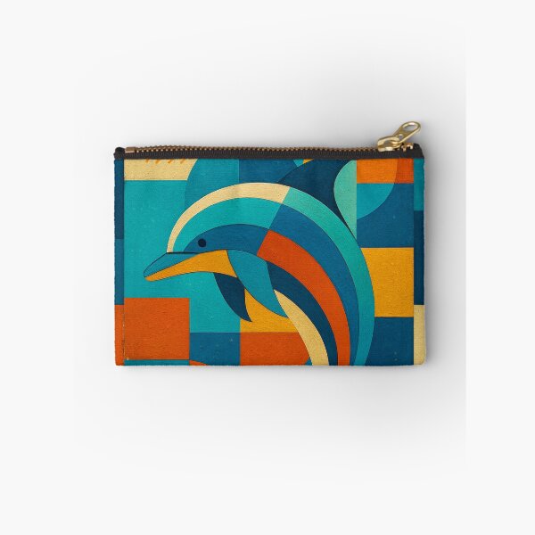 Aperçu de l'œuvre Illustration cubiste colorée d'un dauphin créée et vendue par GalleryKauffeld.