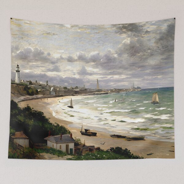 Item preview, The Beach at Sainte-Adresse: A Sunlit Impressionist Seascape designed and sold by artdesignsnow.