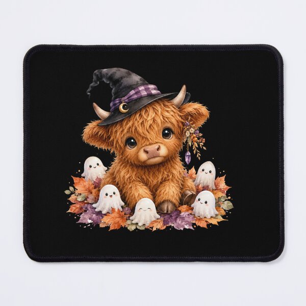 Item preview, Cute Witch Highland Cow with Ghosts Halloween designed and sold by Timeless Bond Designs.