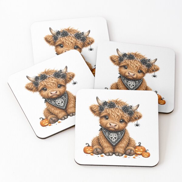 Item preview, Cute Highland Cow with Pumpkins Autumn Halloween designed and sold by Timeless Bond Designs.