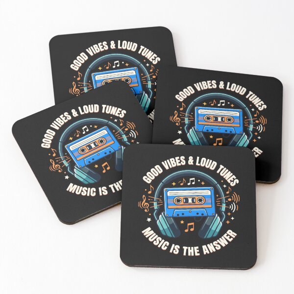 Item preview, Good Vibes & Loud Tunes Vintage Cassette Headphones Music Design designed and sold by MyHappyArtShop.