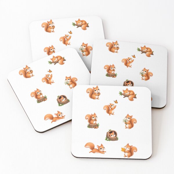 Item preview, Cute Baby Squirrel Sticker Sheet Woodland Autumn Illustration designed and sold by Rehnair.