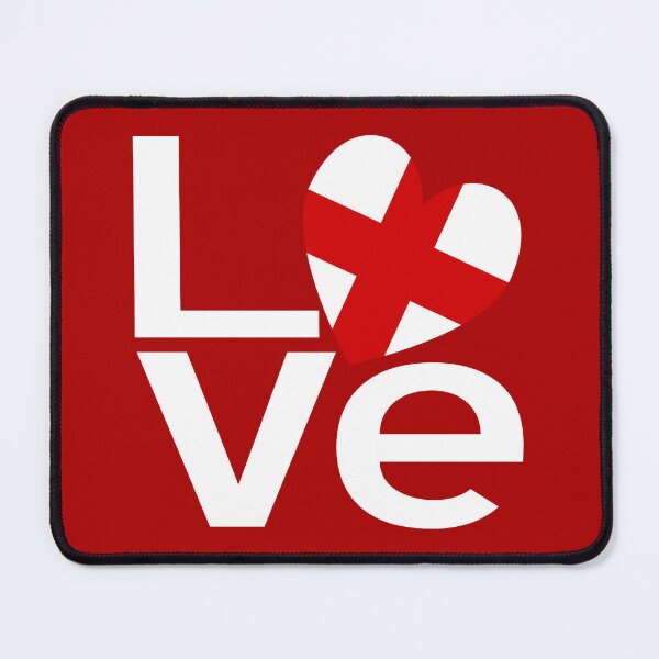 Item preview, England Flag LOVE Heart Design – Red & White Typography designed and sold by AuntieShoe.