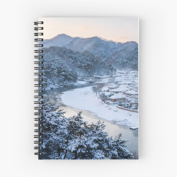 Item preview, Serene Winter Snowfall at Andong Hahoe Folk Village, Korea: Snowy Pine Forest, Frozen Nakdong River & Traditional Hanok Architecture Art Print, Poster & Home Decor designed and sold by SOOstudio73.